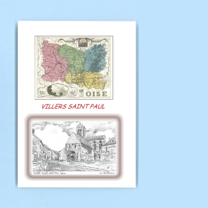 Cartes Postales impression Noir avec dpartement sur la ville de VILLERS ST PAUL Titre : eglise