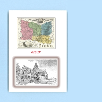 Cartes Postales impression Noir avec dpartement sur la ville de RIEUX Titre : eglise