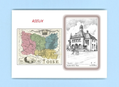 Cartes Postales impression Noir avec dpartement sur la ville de RIEUX Titre : mairie