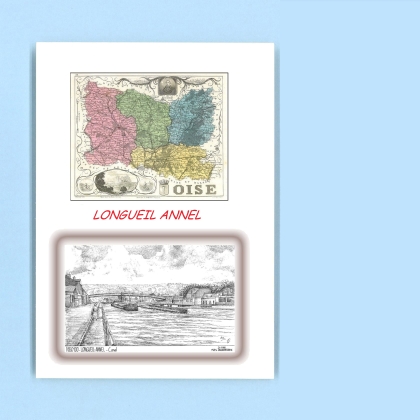 Cartes Postales impression Noir avec dpartement sur la ville de LONGUEIL ANNEL Titre : canal