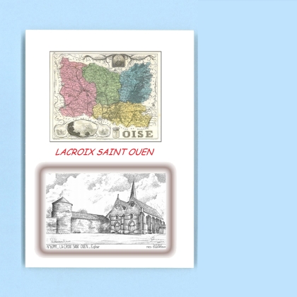 Cartes Postales impression Noir avec dpartement sur la ville de LACROIX ST OUEN Titre : eglise