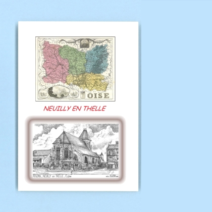 Cartes Postales impression Noir avec dpartement sur la ville de NEUILLY EN THELLE Titre : eglise