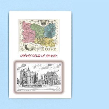 Cartes Postales impression Noir avec dpartement sur la ville de CREVECOEUR LE GRAND Titre : vue