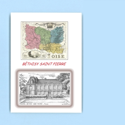 Cartes Postales impression Noir avec dpartement sur la ville de BETHISY ST PIERRE Titre : mairie