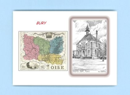 Cartes Postales impression Noir avec dpartement sur la ville de BURY Titre : mairie