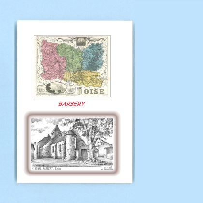 Cartes Postales impression Noir avec dpartement sur la ville de BARBERY Titre : eglise