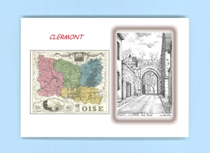Cartes Postales impression Noir avec dpartement sur la ville de CLERMONT Titre : porte nointel