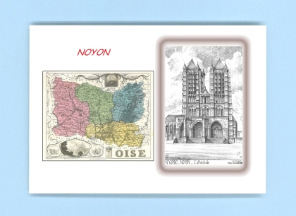 Cartes Postales impression Noir avec dpartement sur la ville de NOYON Titre : cathedrale