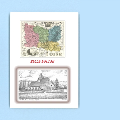 Cartes Postales impression Noir avec dpartement sur la ville de BELLE EGLISE Titre : eglise