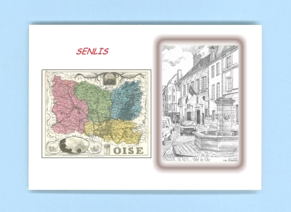 Cartes Postales impression Noir avec dpartement sur la ville de SENLIS Titre : hotel de ville