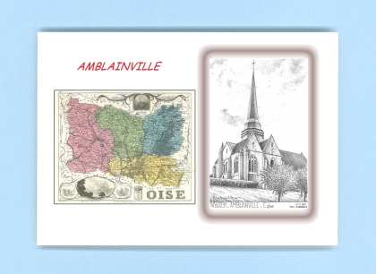 Cartes Postales impression Noir avec dpartement sur la ville de AMBLAINVILLE Titre : eglise