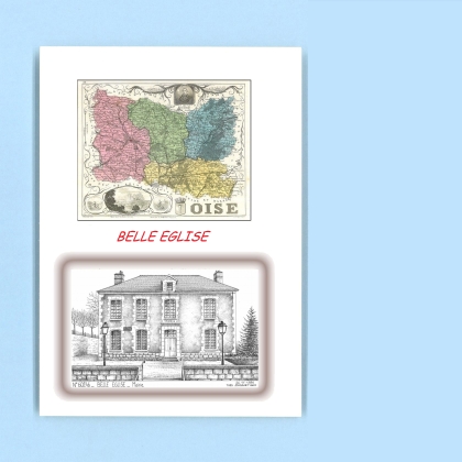 Cartes Postales impression Noir avec dpartement sur la ville de BELLE EGLISE Titre : mairie