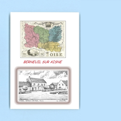 Cartes Postales impression Noir avec dpartement sur la ville de BERNEUIL SUR AISNE Titre : mairie