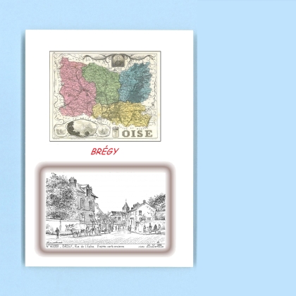 Cartes Postales impression Noir avec dpartement sur la ville de BREGY Titre : rue de l eglise (d apres ca)