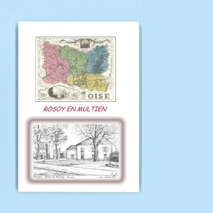 Cartes Postales impression Noir avec dpartement sur la ville de ROSOY EN MULTIEN Titre : mairie
