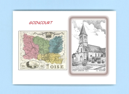 Cartes Postales impression Noir avec dpartement sur la ville de GOINCOURT Titre : eglise
