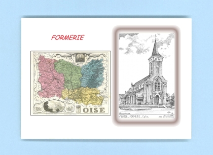 Cartes Postales impression Noir avec dpartement sur la ville de FORMERIE Titre : eglise