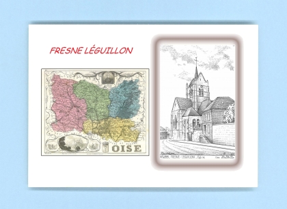 Cartes Postales impression Noir avec dpartement sur la ville de FRESNE LEGUILLON Titre : eglise