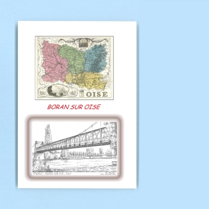 Cartes Postales impression Noir avec dpartement sur la ville de BORAN SUR OISE Titre : pont
