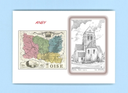 Cartes Postales impression Noir avec dpartement sur la ville de ANGY Titre : eglise