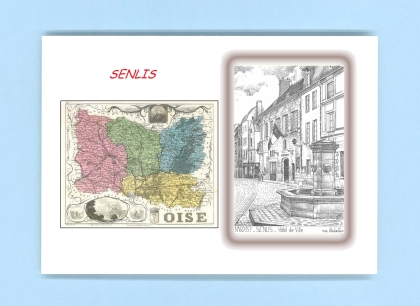 Cartes Postales impression Noir avec dpartement sur la ville de SENLIS Titre : hotel de ville