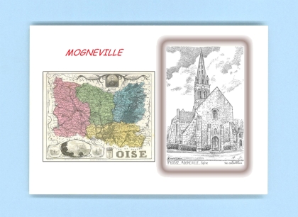 Cartes Postales impression Noir avec dpartement sur la ville de MOGNEVILLE Titre : eglise