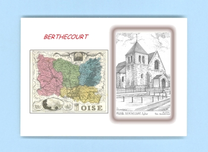 Cartes Postales impression Noir avec dpartement sur la ville de BERTHECOURT Titre : eglise
