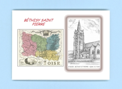 Cartes Postales impression Noir avec dpartement sur la ville de BETHISY ST PIERRE Titre : eglise
