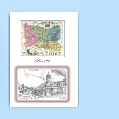 Cartes Postales impression Noir avec dpartement sur la ville de CRILLON Titre : halle