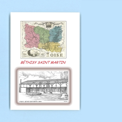 Cartes Postales impression Noir avec dpartement sur la ville de BETHISY ST MARTIN Titre : mairie