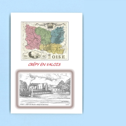 Cartes Postales impression Noir avec dpartement sur la ville de CREPY EN VALOIS Titre : abbaye de st arnoul