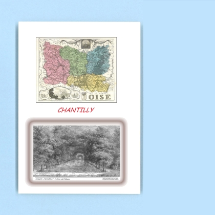 Cartes Postales impression Noir avec dpartement sur la ville de CHANTILLY Titre : le parc du chateau