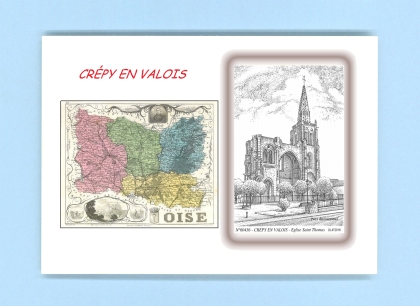 Cartes Postales impression Noir avec dpartement sur la ville de CREPY EN VALOIS Titre : eglise st thomas