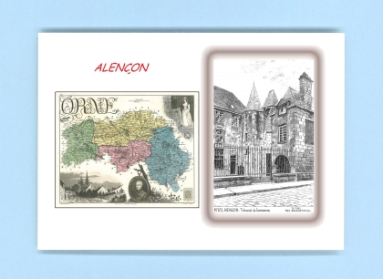 Cartes Postales impression Noir avec dpartement sur la ville de ALENCON Titre : tribunal de commerce