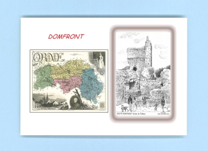 Cartes Postales impression Noir avec dpartement sur la ville de DOMFRONT Titre : ruines du chateau