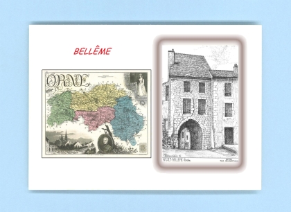 Cartes Postales impression Noir avec dpartement sur la ville de BELLEME Titre : porche