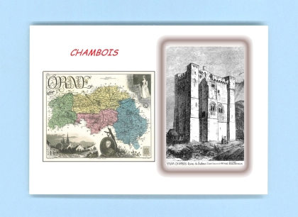Cartes Postales impression Noir avec dpartement sur la ville de CHAMBOIS Titre : ruines du chateau