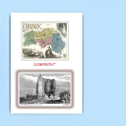 Cartes Postales impression Noir avec dpartement sur la ville de DOMFRONT Titre : donjon