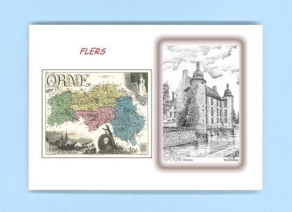 Cartes Postales impression Noir avec dpartement sur la ville de FLERS Titre : chateau