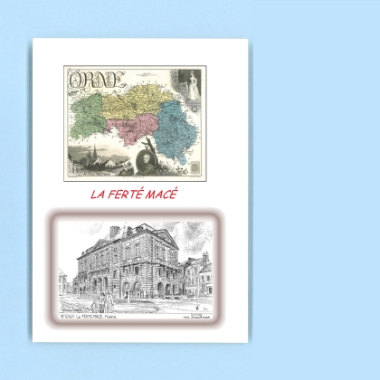 Cartes Postales impression Noir avec dpartement sur la ville de LA FERTE MACE Titre : mairie