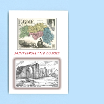Cartes Postales impression Noir avec dpartement sur la ville de ST EVROULT N D DU BOIS Titre : abbaye