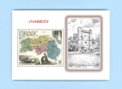 Cartes Postales impression Noir avec dpartement sur la ville de CHAMBOIS Titre : donjon