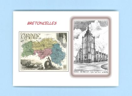 Cartes Postales impression Noir avec dpartement sur la ville de BRETONCELLES Titre : eglise st pierre