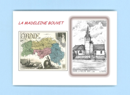 Cartes Postales impression Noir avec dpartement sur la ville de LA MADELEINE BOUVET Titre : eglise