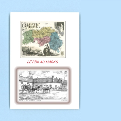 Cartes Postales impression Noir avec dpartement sur la ville de LE PIN AU HARAS Titre : manege