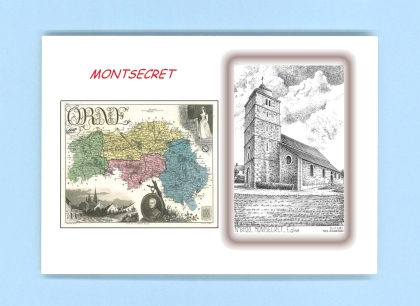 Cartes Postales impression Noir avec dpartement sur la ville de MONTSECRET Titre : eglise
