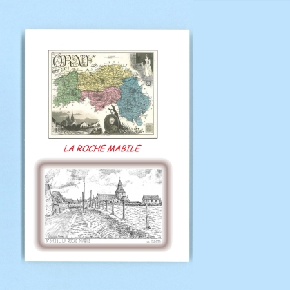 Cartes Postales impression Noir avec dpartement sur la ville de LA ROCHE MABILE Titre : vue