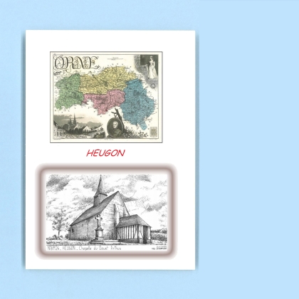 Cartes Postales impression Noir avec dpartement sur la ville de HEUGON Titre : chapelle du douet arthus