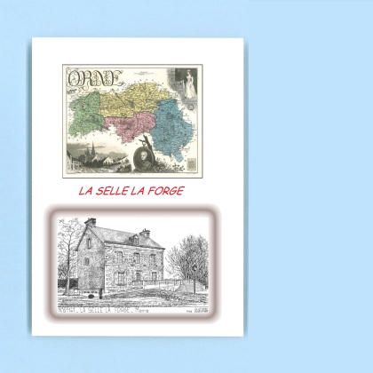 Cartes Postales impression Noir avec dpartement sur la ville de LA SELLE LA FORGE Titre : mairie