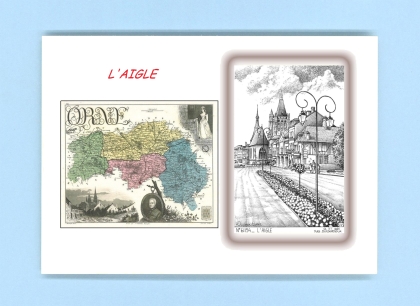 Cartes Postales impression Noir avec dpartement sur la ville de L AIGLE Titre : vue